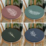 - RealHomes Yuvarlak Fermuarlı Sandalye Minderi - Realhomes 4'lü Renkli Zemin Üzerinde Onedraw Çizimli Yaprak Desenli Modern Yuvarlak Fermuarlı Sandalye Minderi Seti Realhomes