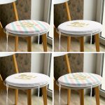 - RealHomes Yuvarlak Fermuarlı Sandalye Minderi - Realhomes 4'lü Beyaz Zemin Üzerinde Gold Detaylı Love Yazılı Modern Yuvarlak Fermuarlı Sandalye Minderi Seti Realhomes