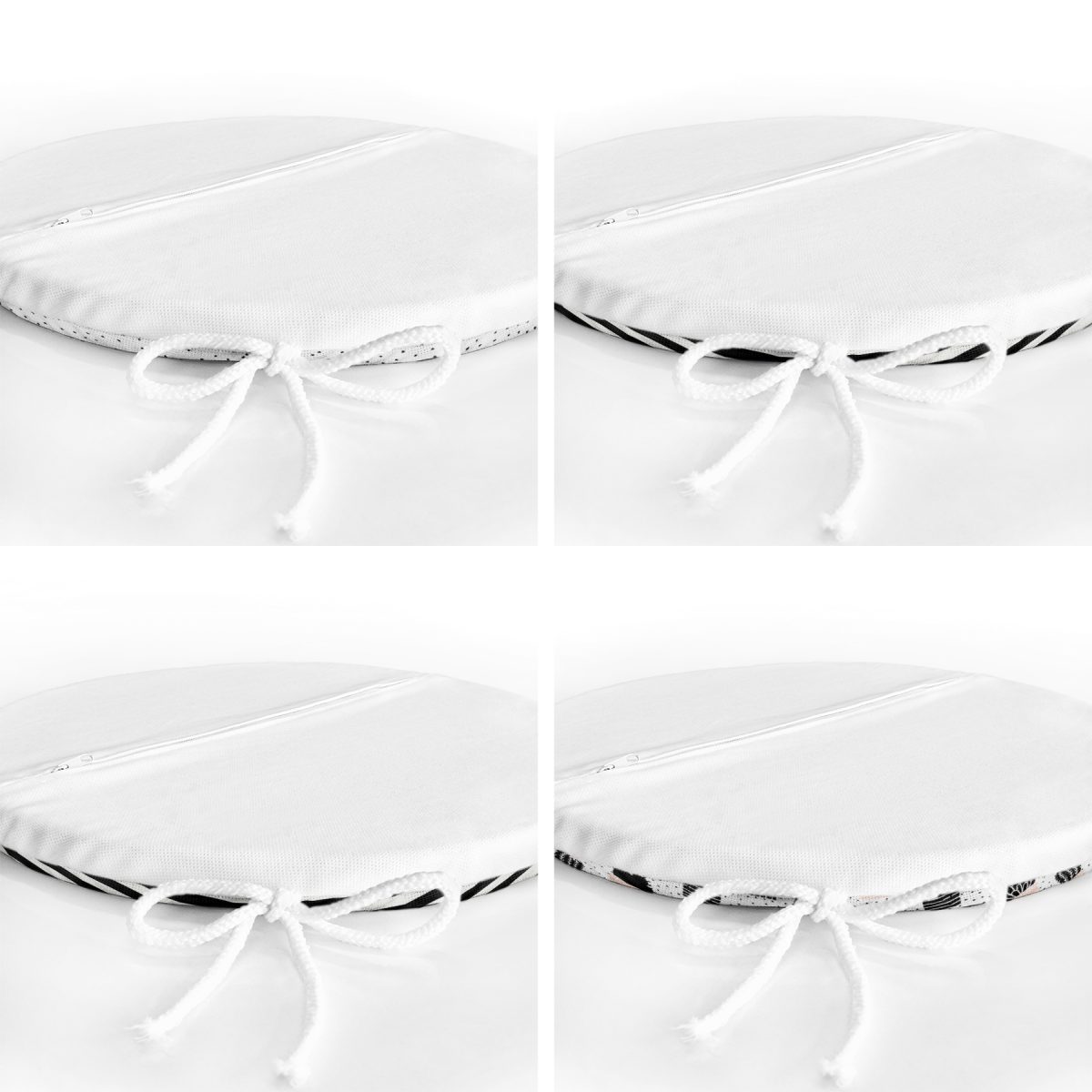 4'lü Beyaz Zemin Üzerinde Onedraw Çizimli Kaktüs Desenli Modern Yuvarlak Fermuarlı Sandalye Minderi Seti Realhomes