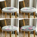 4'lü Renkli Zemin Üzerinde Kaktüs Desenli Modern Yuvarlak Fermuarlı Sandalye Minderi Seti Realhomes