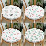 - RealHomes Yuvarlak Fermuarlı Sandalye Minderi - Realhomes  4'lü Beyaz Zemin Üzerinde Kaktüs Desenli Modern Yuvarlak Fermuarlı Sandalye Minderi Seti Realhomes