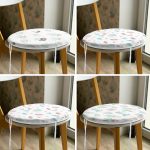 - RealHomes Yuvarlak Fermuarlı Sandalye Minderi - Realhomes  4'lü Beyaz Zemin Üzerinde Kaktüs Desenli Modern Yuvarlak Fermuarlı Sandalye Minderi Seti Realhomes