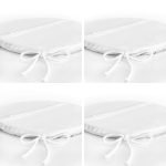 4'lü Beyaz Zemin Üzerinde Ortanca Çiçeği Desenli Modern Yuvarlak Fermuarlı Sandalye Minderi Seti Realhomes