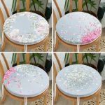 - RealHomes Yuvarlak Fermuarlı Sandalye Minderi - Realhomes  4'lü Renkli Zemin Üzerinde Yaprak Desenli Modern Yuvarlak Fermuarlı Sandalye Minderi Seti Realhomes