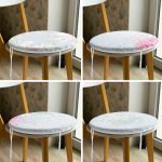 - RealHomes Yuvarlak Fermuarlı Sandalye Minderi - Realhomes  4'lü Renkli Zemin Üzerinde Yaprak Desenli Modern Yuvarlak Fermuarlı Sandalye Minderi Seti Realhomes