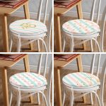 - RealHomes Yuvarlak Fermuarlı Sandalye Minderi - Realhomes  4'lü Renkli Zemin Üzerinde Gold Detaylı Geometrik Çizimli Modern Yuvarlak Fermuarlı Sandalye Minderi Seti Realhomes