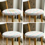 - RealHomes Yuvarlak Fermuarlı Sandalye Minderi - Realhomes  4'lü Renkli Zemin Üzerinde Gold Detaylı Geometrik Çizimli Modern Yuvarlak Fermuarlı Sandalye Minderi Seti Realhomes