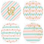 - RealHomes Yuvarlak Fermuarlı Sandalye Minderi - Realhomes  4'lü Renkli Zemin Üzerinde Gold Detaylı Geometrik Çizimli Modern Yuvarlak Fermuarlı Sandalye Minderi Seti Realhomes