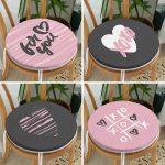 4'lü Sevgililer Günü Konseptli Özel Tasarım Modern Kombin Yuvarlak Fermuarlı Sandalye Minderi Seti Realhomes