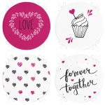 4'lü Sevgililer Günü Konseptli Özel Tasarım Modern Kombin Yuvarlak Fermuarlı Sandalye Minderi Seti Realhomes