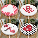 4'lü Sevgililer Günü Konseptli Özel Tasarım Modern Kombin Yuvarlak Fermuarlı Sandalye Minderi Seti Realhomes