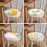 4'lü Düz Ve Yatay Çizgiler Üzerinde Sulu Boya Tasarımlı Modern Yuvarlak Fermuarlı Sandalye Minderi Seti Realhomes