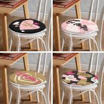 4'lü Sevgililer Günü Konseptli Özel Tasarım Modern Kombin Yuvarlak Fermuarlı Sandalye Minderi Seti Realhomes