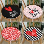 4'lü Sevgililer Günü Konseptli Özel Tasarım Modern Kombin Yuvarlak Fermuarlı Sandalye Minderi Seti Realhomes