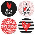 4'lü Sevgililer Günü Konseptli Özel Tasarım Modern Kombin Yuvarlak Fermuarlı Sandalye Minderi Seti Realhomes