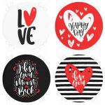 - RealHomes Yuvarlak Fermuarlı Sandalye Minderi - Realhomes  4'lü Sevgililer Günü Konseptli Özel Tasarım Modern Kombin Yuvarlak Fermuarlı Sandalye Minderi Seti Realhomes