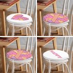 4'lü Sevgililer Günü Konseptli Özel Tasarım Modern Kombin Yuvarlak Fermuarlı Sandalye Minderi Seti Realhomes