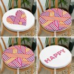 4'lü Sevgililer Günü Konseptli Özel Tasarım Modern Kombin Yuvarlak Fermuarlı Sandalye Minderi Seti Realhomes