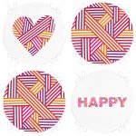 4'lü Sevgililer Günü Konseptli Özel Tasarım Modern Kombin Yuvarlak Fermuarlı Sandalye Minderi Seti Realhomes