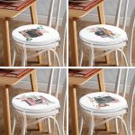 4'lü Sevgililer Günü Konseptli Özel Tasarım Modern Kombin Yuvarlak Fermuarlı Sandalye Minderi Seti Realhomes