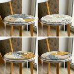 - RealHomes Yuvarlak Fermuarlı Sandalye Minderi - Realhomes  4'lü Soyut Çizimler Motifli Dijital Baskılı Dekoratif Yuvarlak Fermuarlı Sandalye Minderi Seti Realhomes