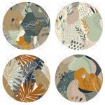 - RealHomes Yuvarlak Fermuarlı Sandalye Minderi - Realhomes  4'lü Soyut Çizimler Motifli Dijital Baskılı Dekoratif Yuvarlak Fermuarlı Sandalye Minderi Seti Realhomes