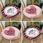 - RealHomes Yuvarlak Fermuarlı Sandalye Minderi - Realhomes  4'lü Sevgililer Günü Konseptli Özel Tasarım Modern Kombin Yuvarlak Fermuarlı Sandalye Minderi Seti Realhomes