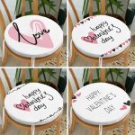 4'lü Sevgililer Günü Konseptli Özel Tasarım Modern Kombin Yuvarlak Fermuarlı Sandalye Minderi Seti Realhomes