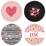 4'lü Sevgililer Günü Konseptli Özel Tasarım Modern Kombin Yuvarlak Fermuarlı Sandalye Minderi Seti Realhomes