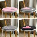 4'lü Sevgililer Günü Konseptli Özel Tasarım Modern Kombin Yuvarlak Fermuarlı Sandalye Minderi Seti Realhomes