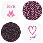 - RealHomes Yuvarlak Fermuarlı Sandalye Minderi - Realhomes  4'lü Sevgililer Günü Konseptli Özel Tasarım Modern Kombin Yuvarlak Fermuarlı Sandalye Minderi Seti Realhomes