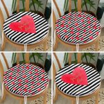 - RealHomes Yuvarlak Fermuarlı Sandalye Minderi - Realhomes  4'lü Sevgililer Günü Konseptli Özel Tasarım Modern Kombin Yuvarlak Fermuarlı Sandalye Minderi Seti Realhomes