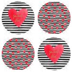 - RealHomes Yuvarlak Fermuarlı Sandalye Minderi - Realhomes  4'lü Sevgililer Günü Konseptli Özel Tasarım Modern Kombin Yuvarlak Fermuarlı Sandalye Minderi Seti Realhomes