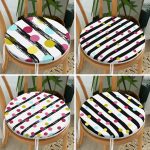 - RealHomes Yuvarlak Fermuarlı Sandalye Minderi - Realhomes  4'lü Renkli Puantiye Motifli Dijital Baskılı Modern Yuvarlak Fermuarlı Sandalye Minderi Seti Realhomes