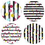 - RealHomes Yuvarlak Fermuarlı Sandalye Minderi - Realhomes  4'lü Renkli Puantiye Motifli Dijital Baskılı Modern Yuvarlak Fermuarlı Sandalye Minderi Seti Realhomes