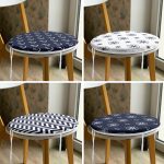 4'lü Çapa ve Pusula Tasarımlı Dijital Baskılı Yuvarlak Fermuarlı Sandalye Minderi Seti Realhomes