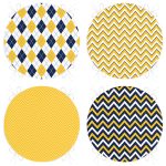 4'lü Sarı Lacivert Zigzag Desenli Özel Tasarımlı Yastık Yuvarlak Fermuarlı Sandalye Minderi Seti Realhomes