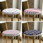 4'lü Lacivert Çapalı Çizgiler Motifli Modern Yuvarlak Fermuarlı Sandalye Minderi Seti Realhomes