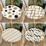 4'lü Puantiye ve Fırça Darbeli Konseptli Yuvarlak Fermuarlı Sandalye Minderi Seti Realhomes