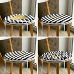 4'lü Siyah Beyaz Altın Varaklı Motifler Dijital Baskılı Yuvarlak Fermuarlı Sandalye Minderi Seti Realhomes