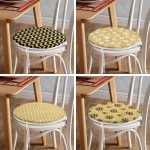 4'lü Özel Gold Tasarımlı Dijital Baskılı Modern Yuvarlak Fermuarlı Sandalye Minderi Seti Realhomes