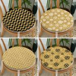 4'lü Özel Gold Tasarımlı Dijital Baskılı Modern Yuvarlak Fermuarlı Sandalye Minderi Seti Realhomes