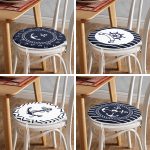 4'lü Lacivert Beyaz Çapa Tasarımlı Dekoratig Yuvarlak Fermuarlı Sandalye Minderi Seti Realhomes