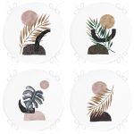 4'lü Beyaz Zeminde Gümüş Ve Gold Yaprak Tasarımlı Modern Yuvarlak Fermuarlı Sandalye Minderi Seti Realhomes