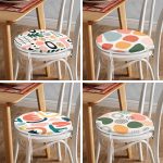 4'lü Soyut Desenli Özel Tasarımlı Yuvarlak Fermuarlı Sandalye Minderi Seti Realhomes