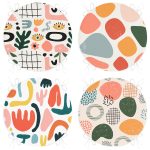 4'lü Soyut Desenli Özel Tasarımlı Yuvarlak Fermuarlı Sandalye Minderi Seti Realhomes