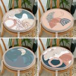 4'lü Özel Tasarım Dijital Baskılı Yuvarlak Fermuarlı Sandalye Minderi Seti Realhomes