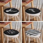 - RealHomes Yuvarlak Fermuarlı Sandalye Minderi - Realhomes  4'lü Siyah Zeminde Mermer Tasarımlı Yuvarlak Fermuarlı Sandalye Minderi Seti Realhomes