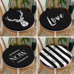 - RealHomes Yuvarlak Fermuarlı Sandalye Minderi - Realhomes  4'lü Siyah Zeminde Mermer Tasarımlı Yuvarlak Fermuarlı Sandalye Minderi Seti Realhomes