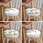 4'lü Kurumuş Tropik Yaprak Tasarımlı Dijital Baskılı Modern Yuvarlak Fermuarlı Sandalye Minderi Seti Realhomes